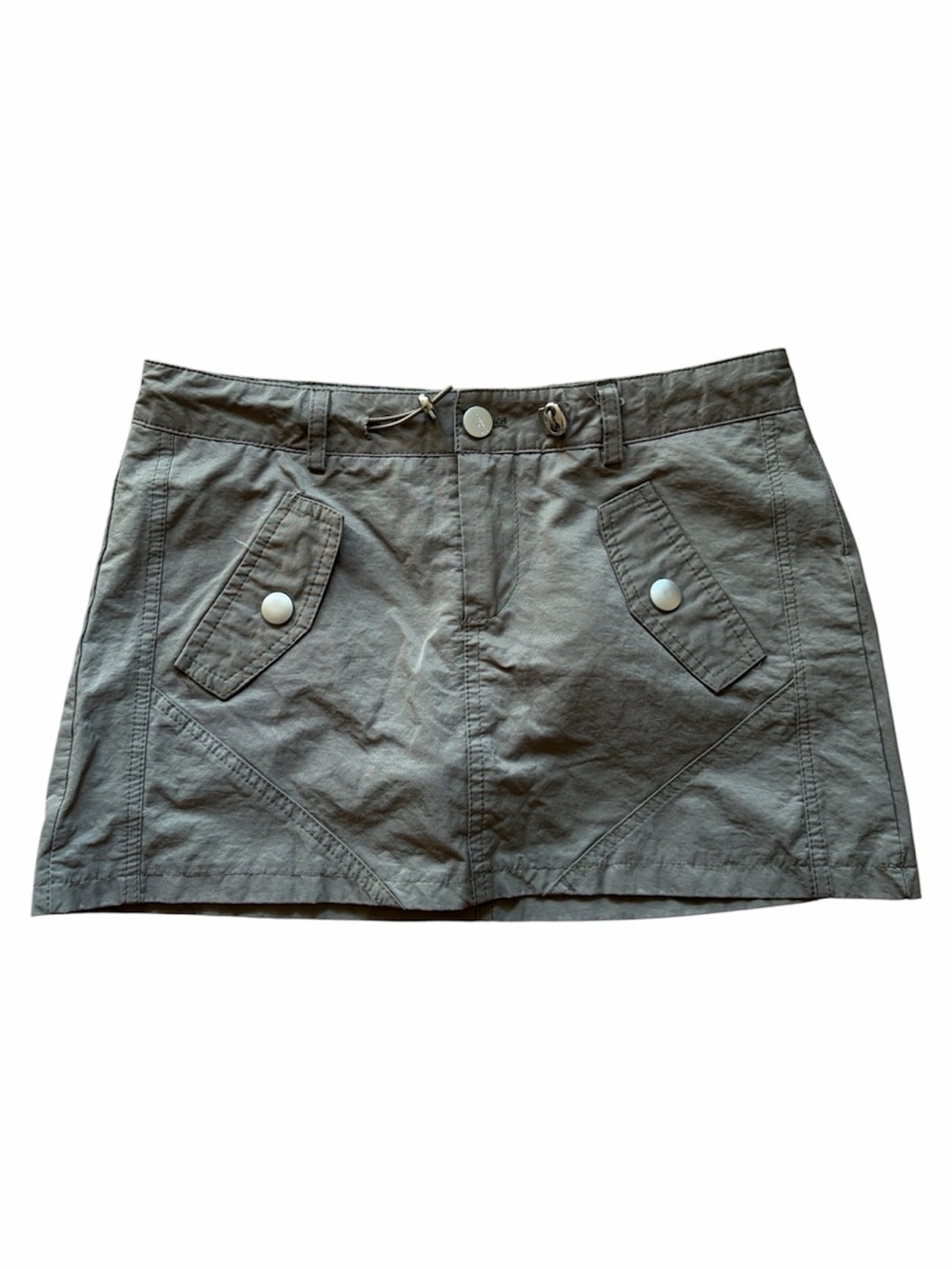 Shinne Y2K Cargo Mini Skort Built-In Shorts Utility Pocket Olive Green Tan Khaki